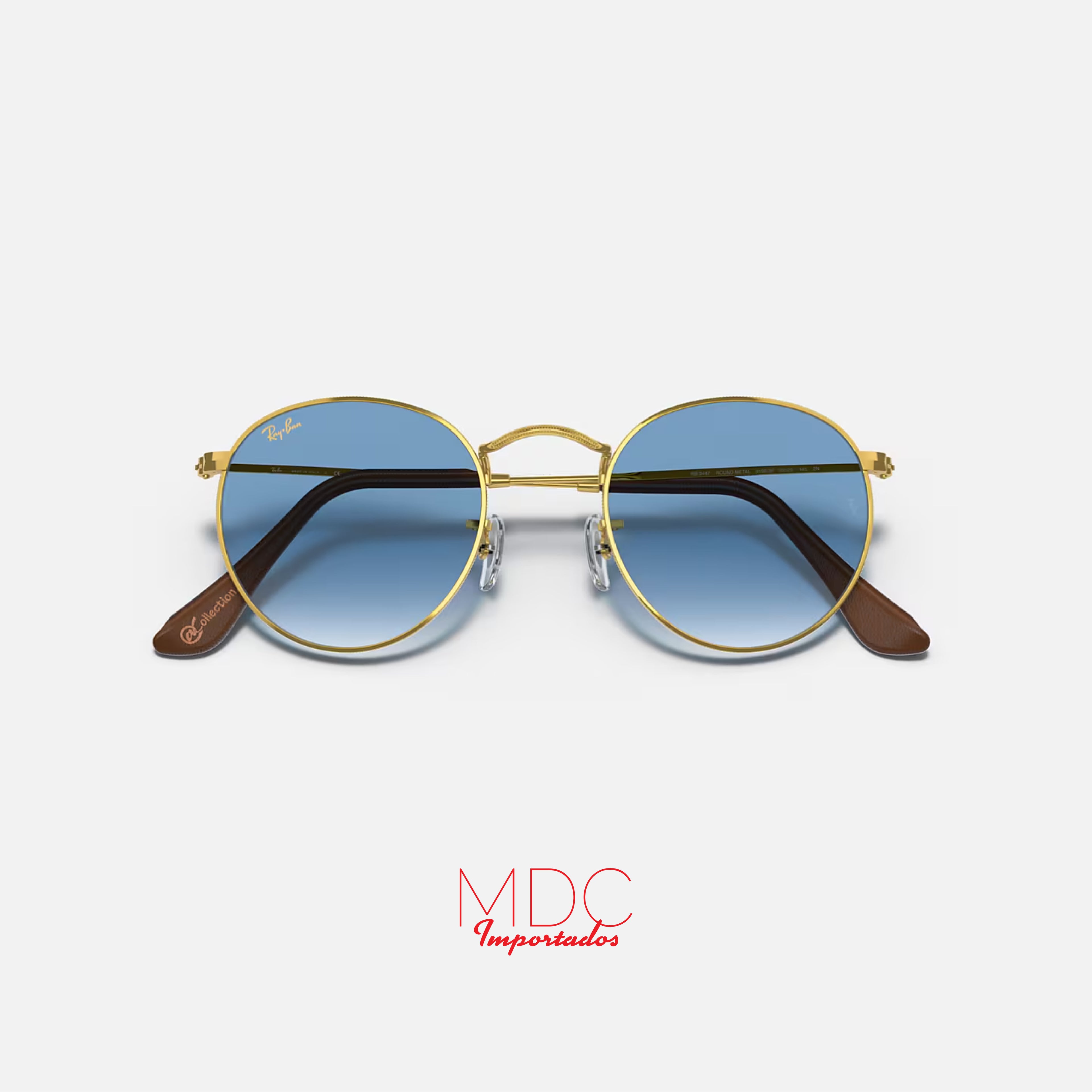 Round Metal Dorado Azul Degrade RB3447